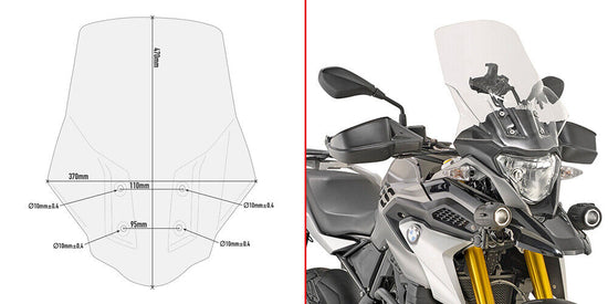 GIVI Cupolino Trasparente 47 x 37 per BMW G 310 GS 2017 2018 2019 2020 - LGMoto SRL