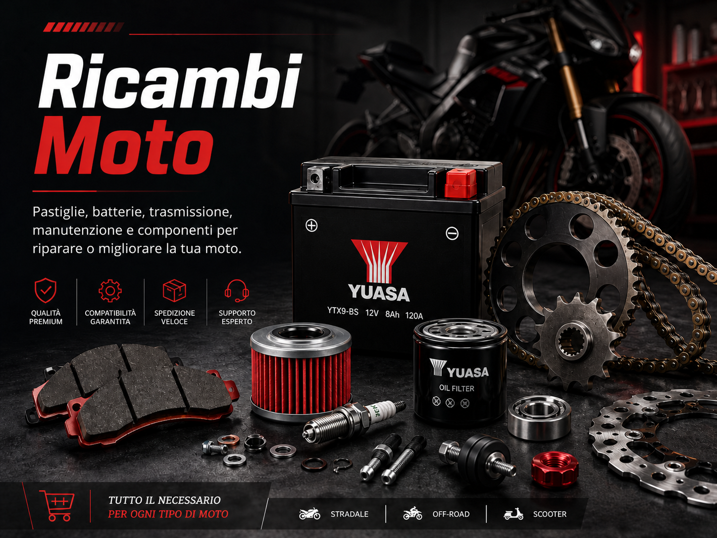Ricambi, accessori e abbigliamento per moto e scooter