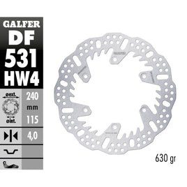 Disco freno Galfer Shark posteriore - 4 mm