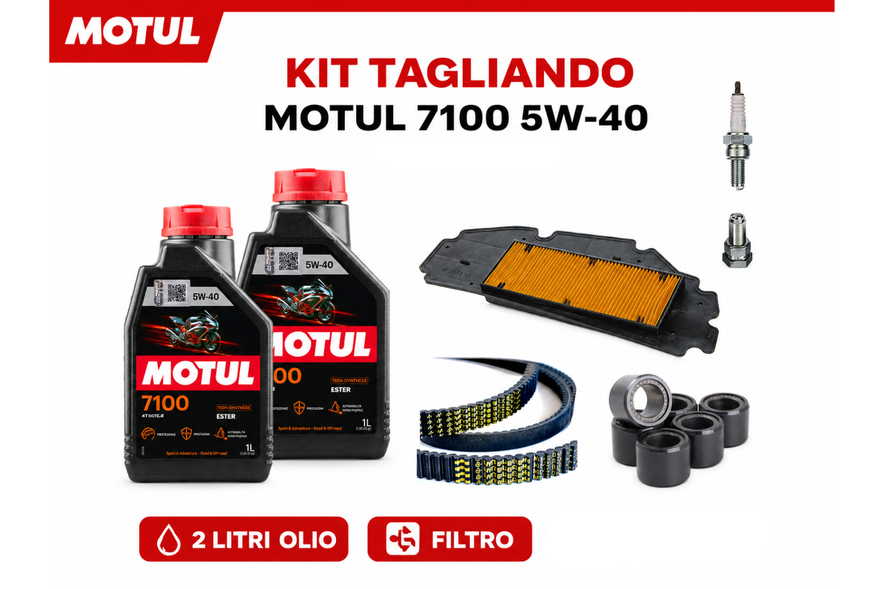 Kit Tagliando - Olio, Cinghia, Filtro Aria, Rulli e candela per Sym Joyride 300 2023-2026