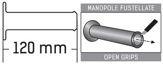 Manopole Domino Style 5519 Strada in gomma aperte o chiuse Moto Scooter Universali 120mm - LGMoto SRL