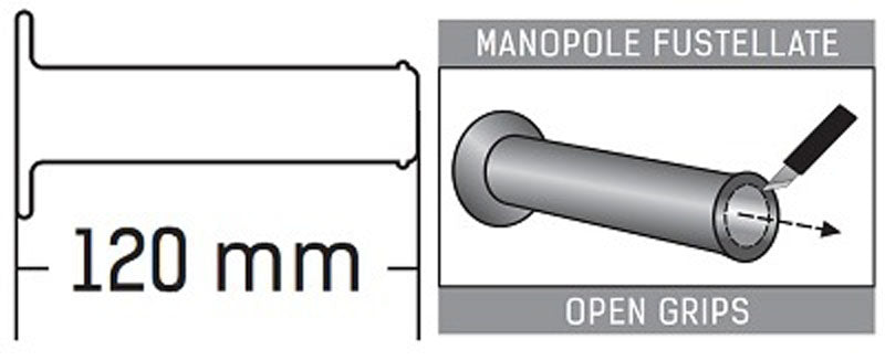 Manopole Domino Style 5519 Strada in gomma aperte o chiuse Moto Scooter Universali 120mm - LGMoto SRL