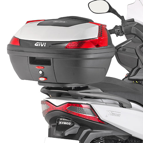 GIVI Bauletto + Attacco Posteriore Moto MONOLOCK® Nero RIVIERA 46lt con Piastra e Kit Fissaggio Fume