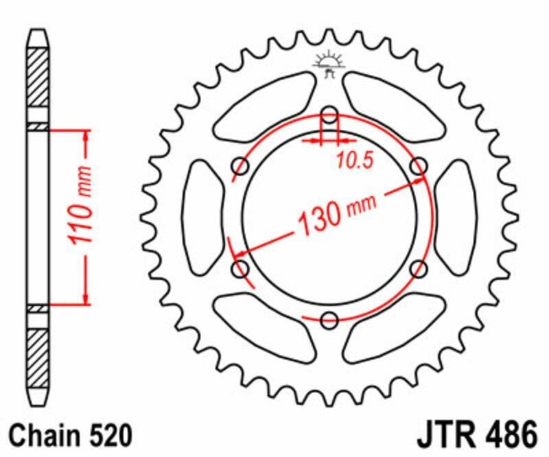 JT CORONA 47 DENTI PASSO 520 PER YAMAHA YZF-R1 2004 - 2006