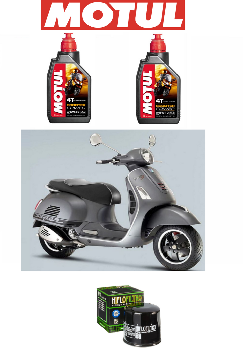 KIT TAGLIANDO SCOOTER POWER 5W40 FILTRO OLIO PIAGGIO VESPA 300 GTS SUPER 2013