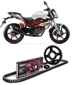 KIT TRASMISSIONE CATENA 428 CORONA 43 PIGNONE 14 PER BENELLI BN 125 2018-2024