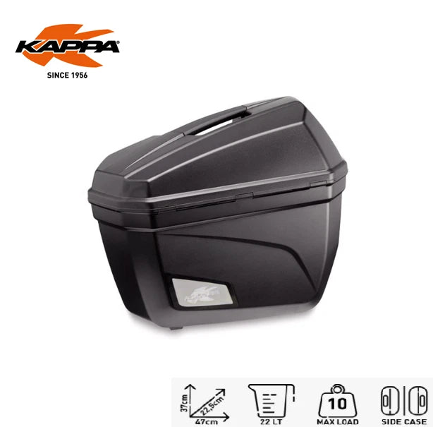 KAPPA Coppia Valigie Laterali Monokey 22LT Nere Goffrate Moto Scooter