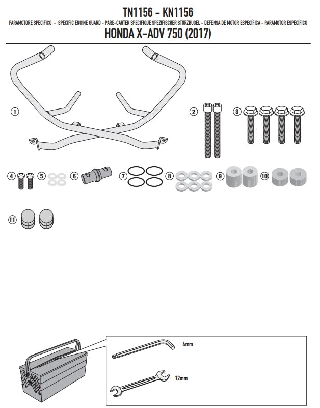 GIVI Kit Paramotore Paracolpi protezione nero per Honda X-ADV 750 2017 - 2023