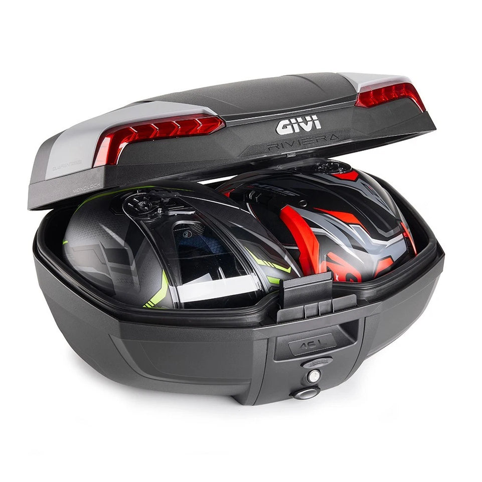 GIVI Bauletto Moto MONOLOCK® Nero RIVIERA 46lt con Piastra e Kit Fissaggio - LGMoto SRL