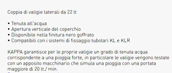 KAPPA Coppia Valigie Laterali Monokey 22LT Nere Goffrate Moto Scooter