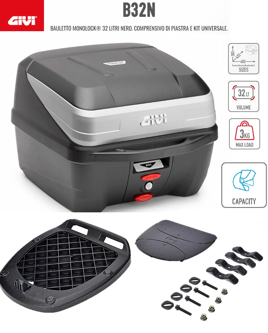 Givi Kit Bauletto 32LT completo + Portapacchi per PIAGGIO Liberty 50 125 150 2025 2026